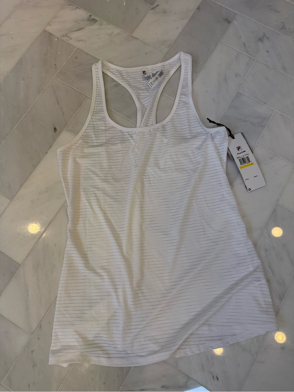 Fila White Striped Racerback Tank Top